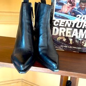 Zara Black Leather Ankle Boots.